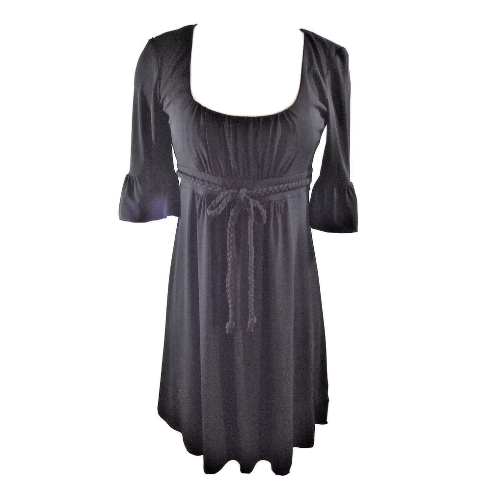 Democracy Black Stretch 3/4 Bell Sleeves Boho Peasant Dress Empire Waist